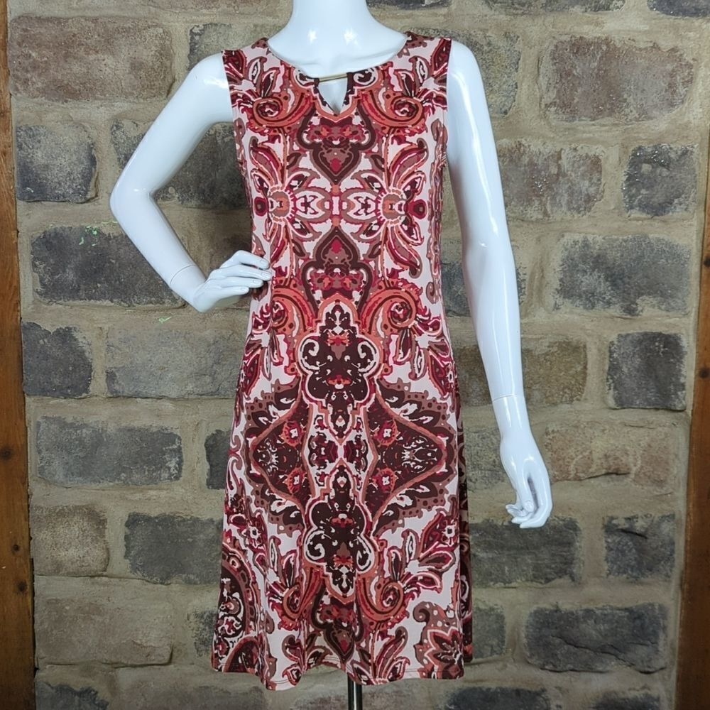Haani‎ Paisley Print Sleeveless Keyhole Neck Dress Women's Size S